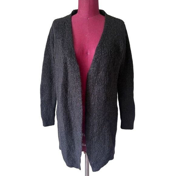 Cos Mohair Wool Cardigan size S Ribbed Black Open Front - Picture 1 of 7